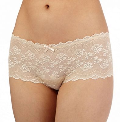 Nude floral lace brazilian briefs